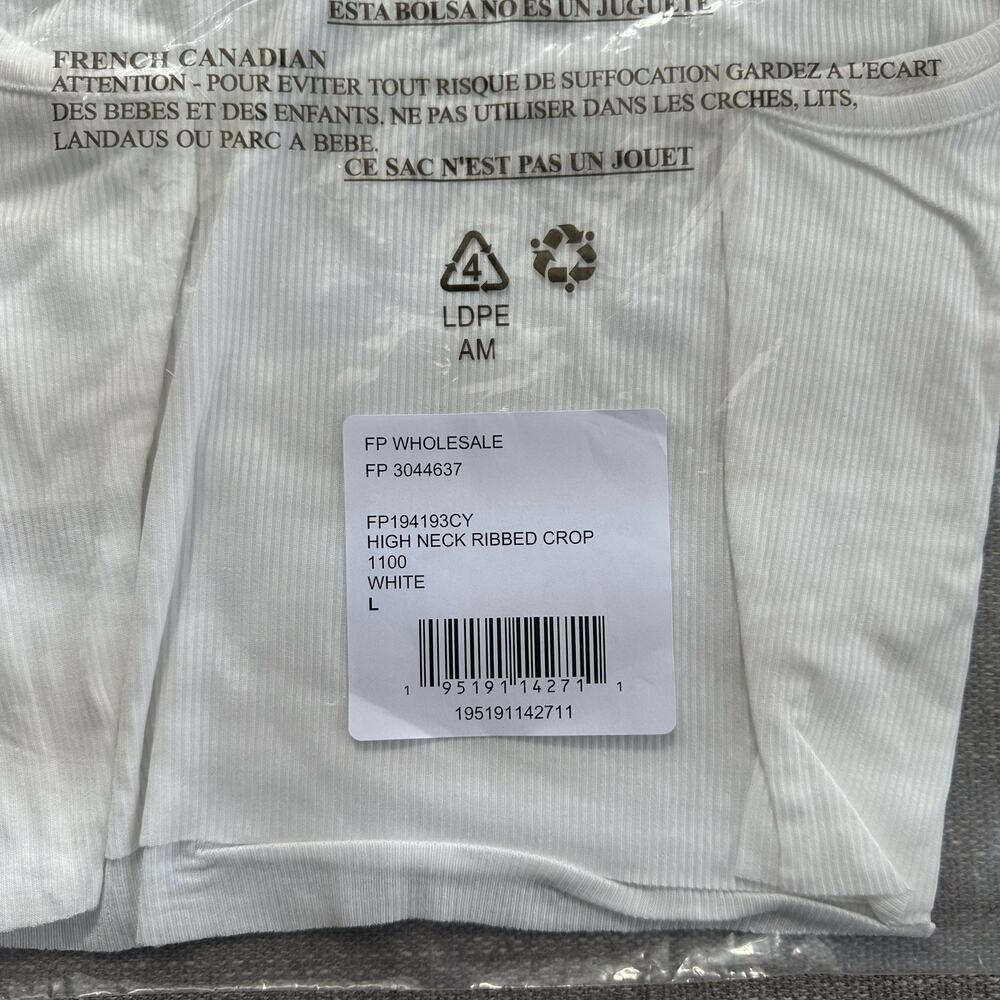 Free People High-Neck Ribbed Crop White Size L New - Picture 5 of 7